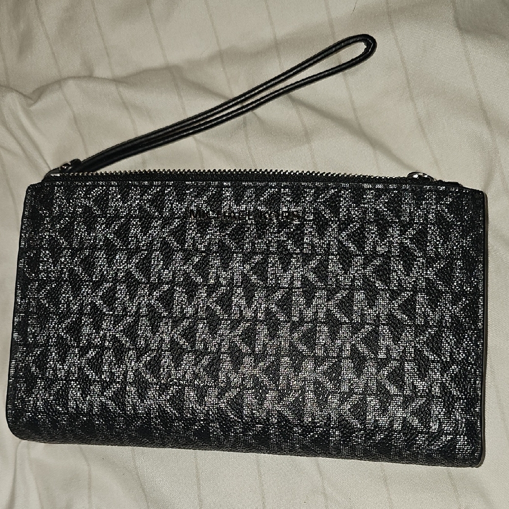 Michael Kors Black Logo Wristlet Clutch